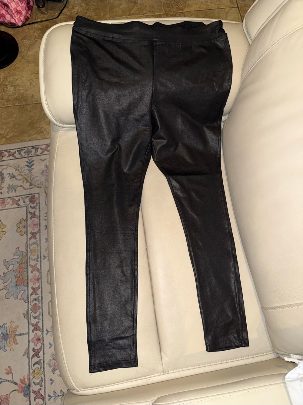 Serra Black Faux Leather Ladies Leggings